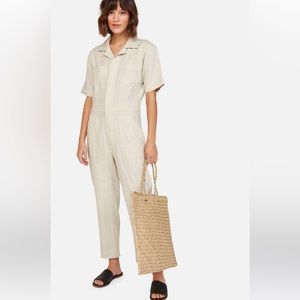 Mate the Label Linen Short Sleeve Jumpsuit Natural NWOT Size Medium